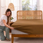 Jersey Bed Fitted Sheet Camel Brown