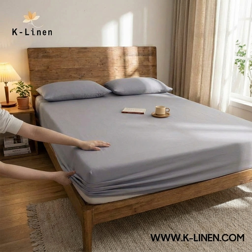 Jersey Bed Fitted Sheet Light Grey
