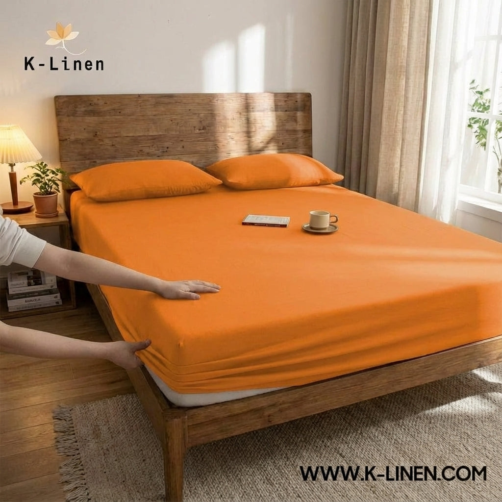 Jersey Bed Fitted Sheet Orange