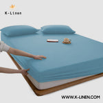 jersey bed fitted sky blue