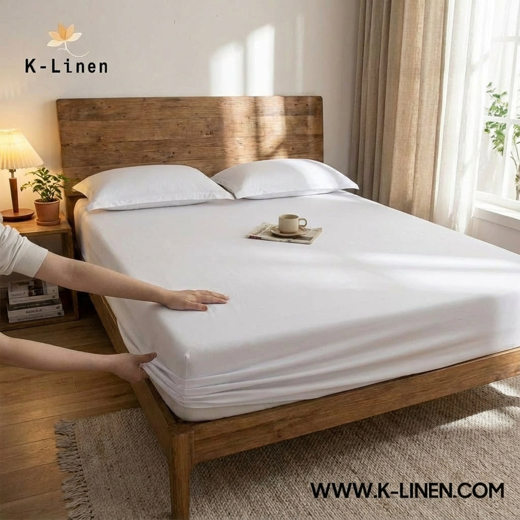 Jersey Bed Fitted Sheet- White