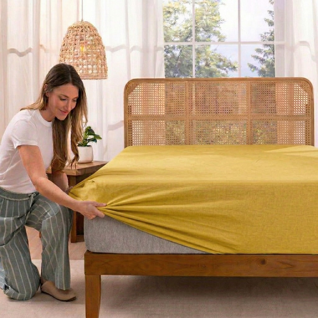 Jersey Bed Fitted Sheet Yellow