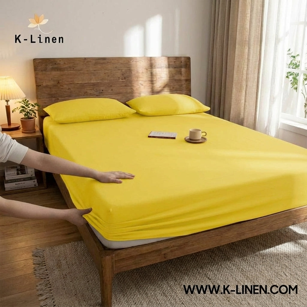 Jersey Bed Fitted Sheet Yellow