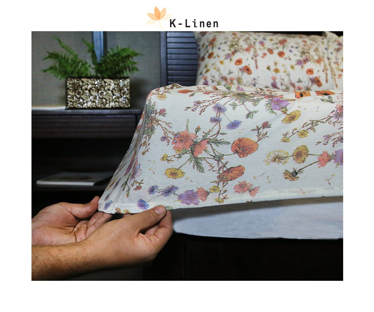 jersey printed bed fitted sheet
