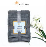 k linen towel set 4 pcs grey towel.