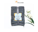 k linen towel set 4 pcs grey towel.
