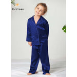 kids silk night suit navy blue suit.