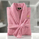 Kids Velour Embroidered Bathrobe Baby Pink