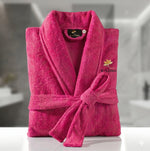 Kids Velour Embroidered Bathrobe Dark Pink