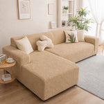 L Shape Flora Jacquard Sofa Cover - Desert Sand