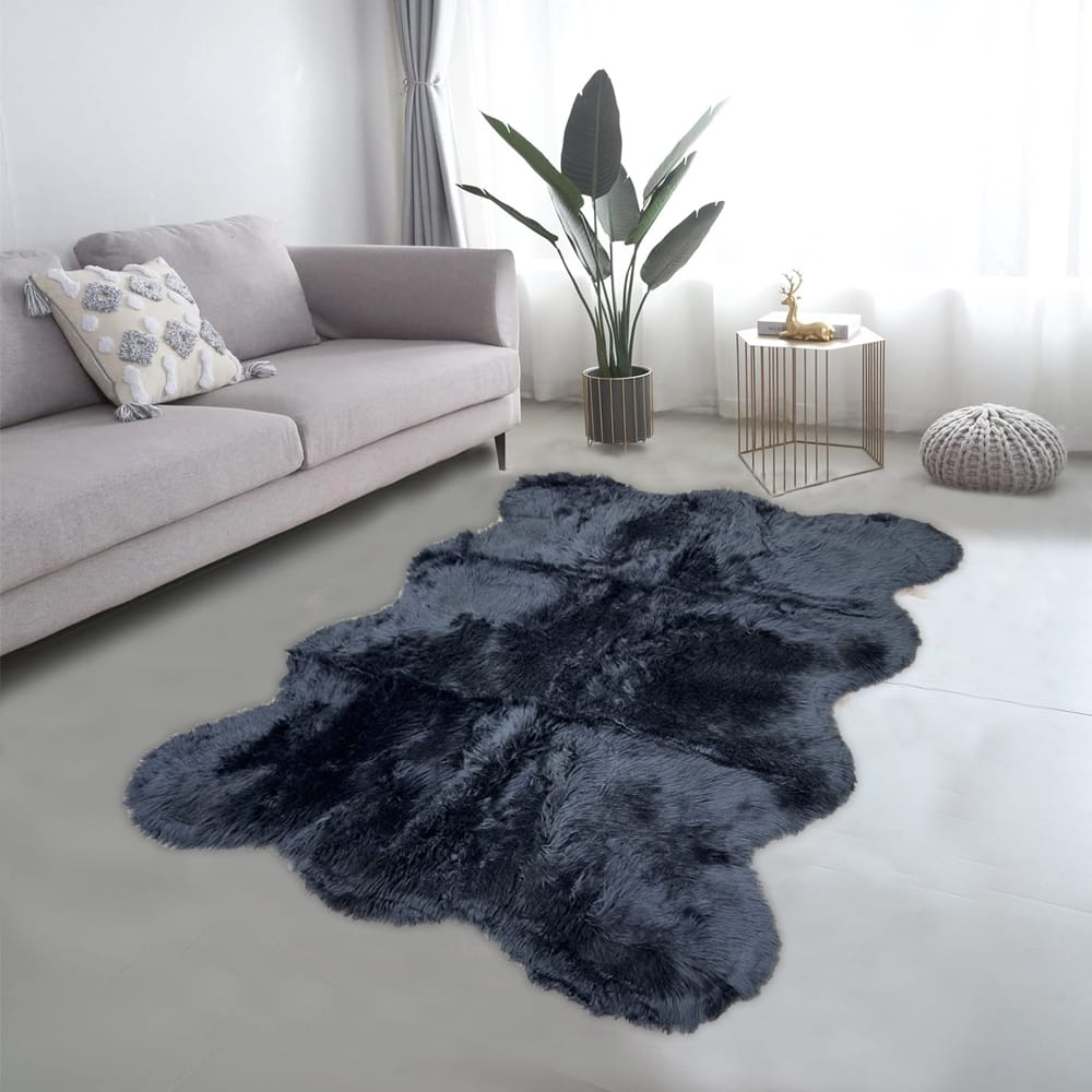 lounge size furry rug 160 180cm black