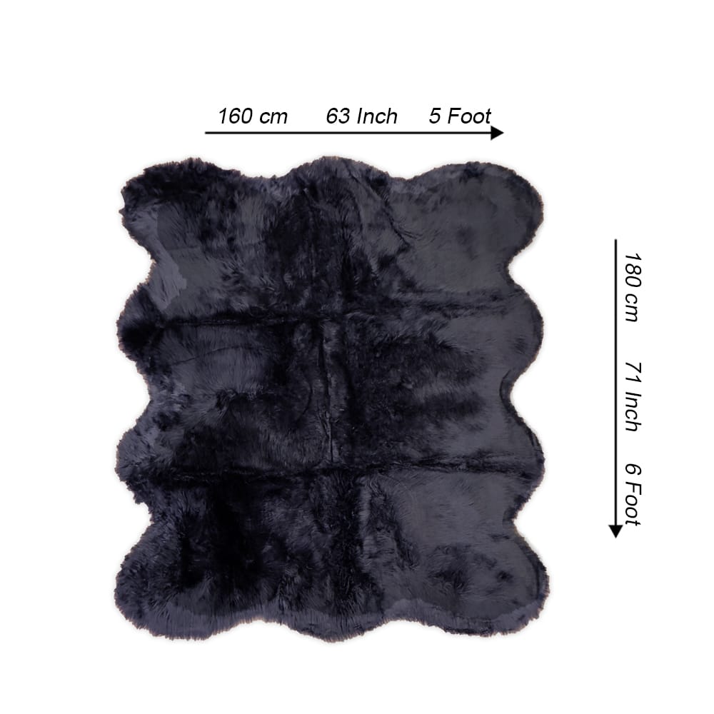 lounge size furry rug 160 180cm black