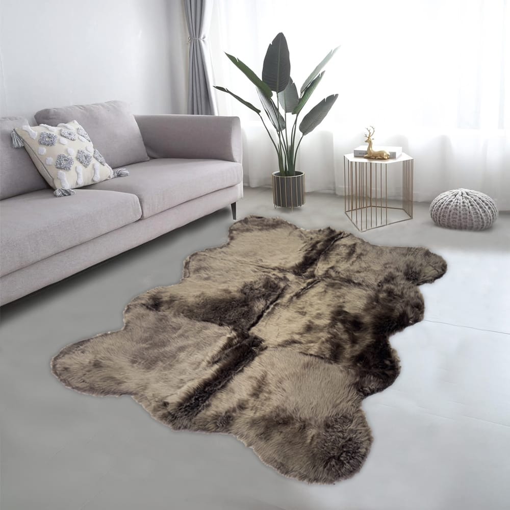 lounge size furry rug 160 180cm brown