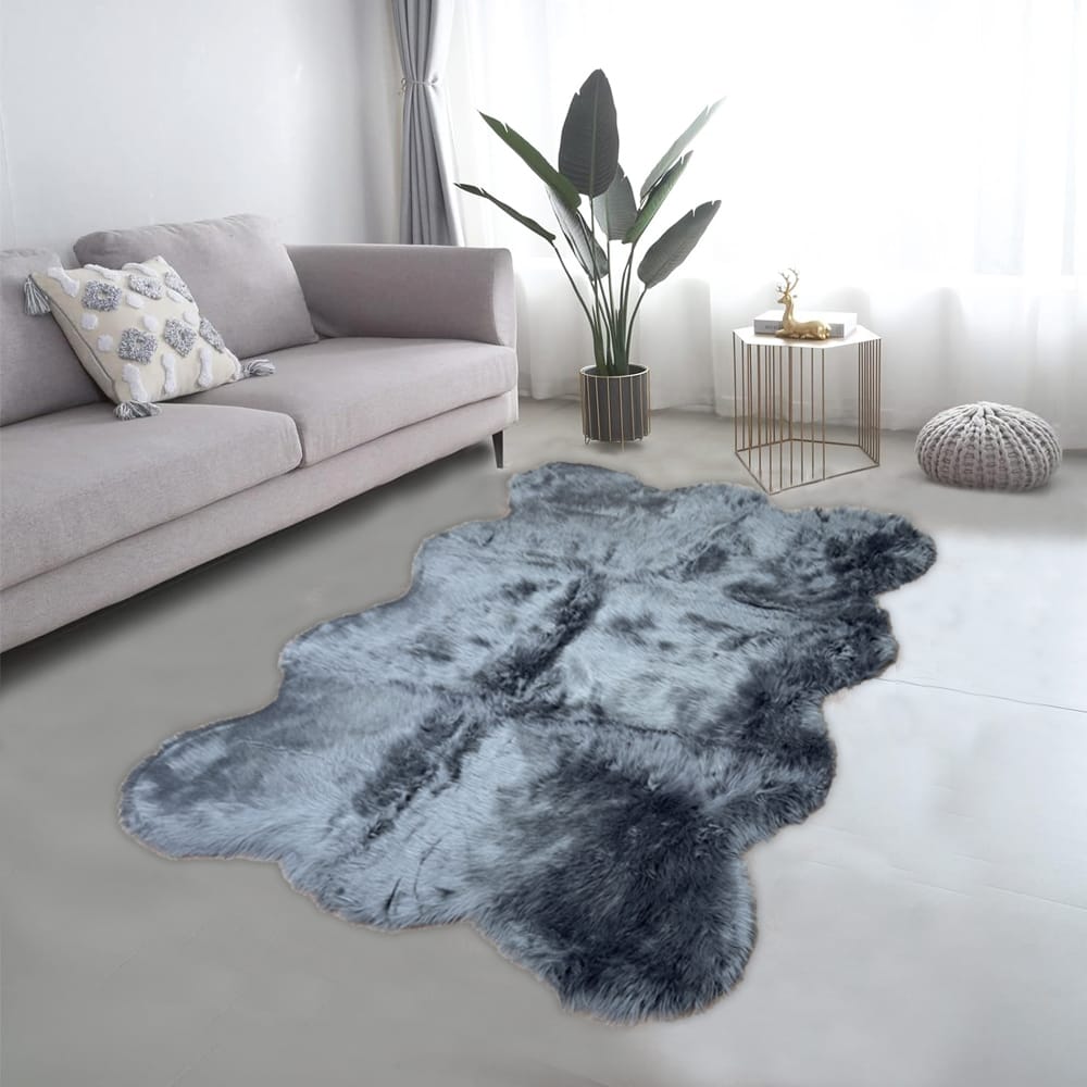 lounge size furry rug 160 180cm grey
