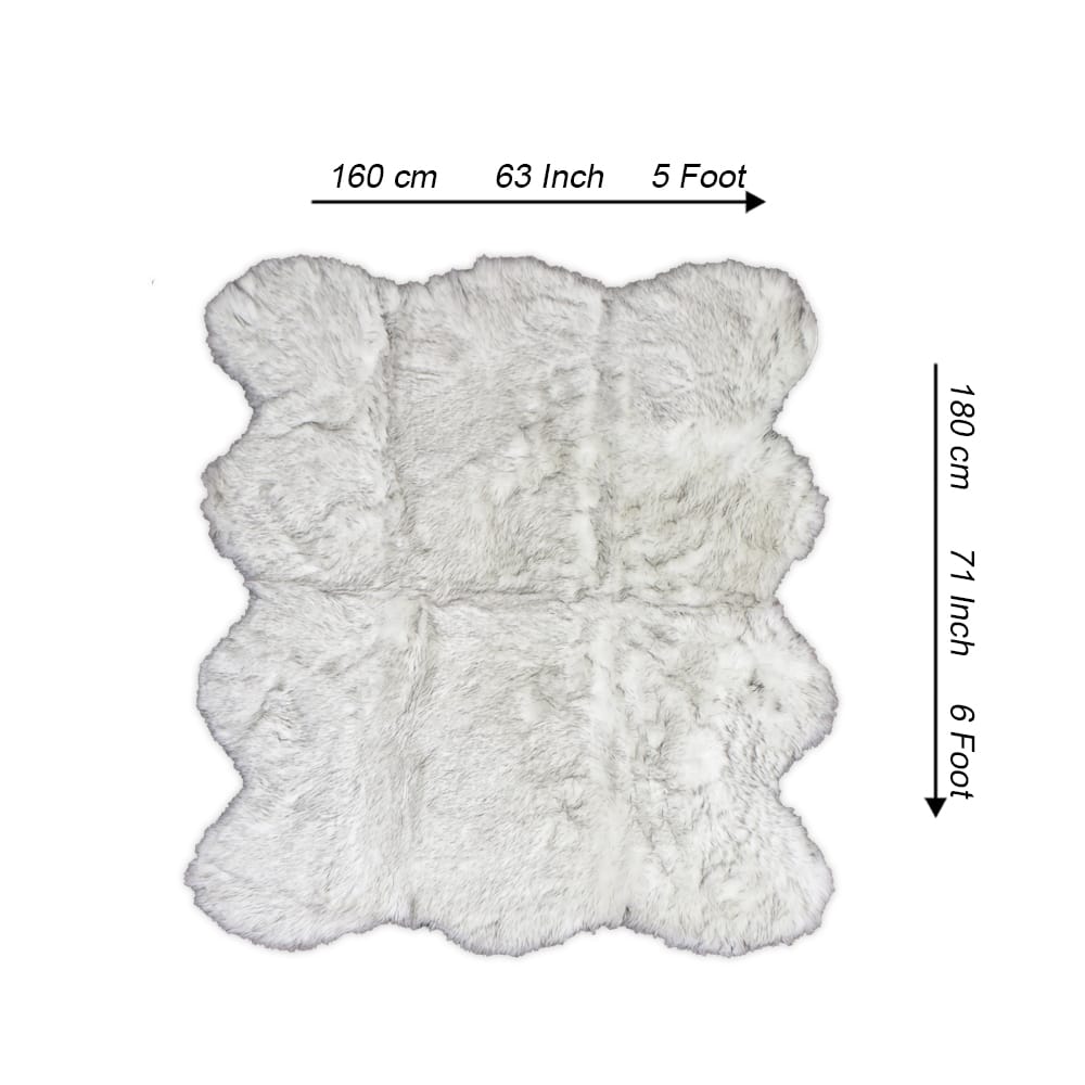 lounge size furry rug 160 180cm grey white