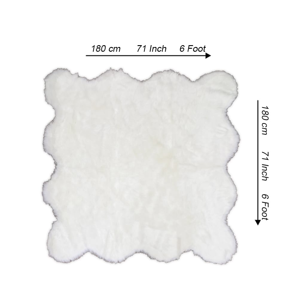 luxe furry rug white