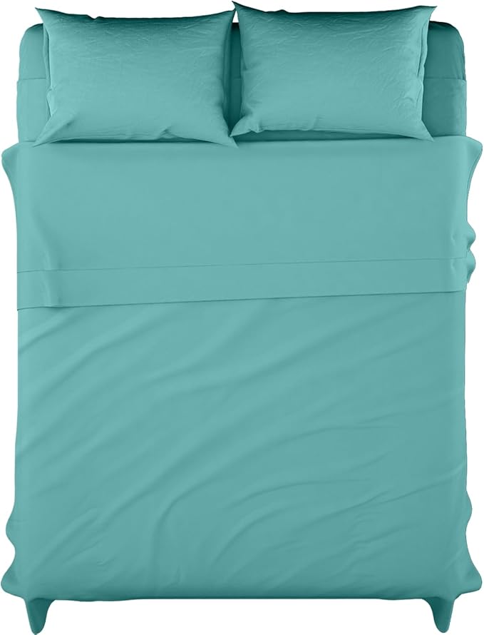Microfiber Aqua Blue Dyed Solid Bed Sheet Set