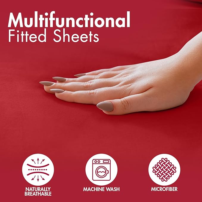 Microfiber Burgundy Dyed Solid Bed Sheet Set