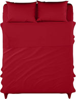 Microfiber Burgundy Dyed Solid Bed Sheet Set