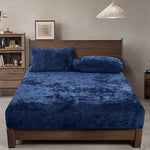 velvet fitted sheet navy blue