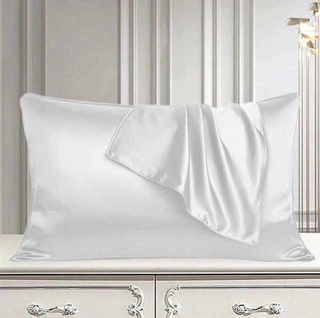 pair of satin pillow cover white pillow cover.