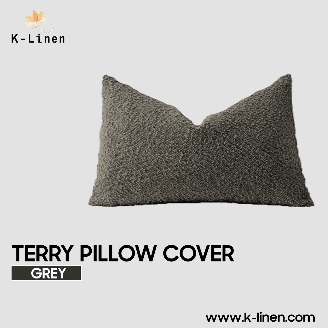 Pair of Terry Pillow Cover Grey