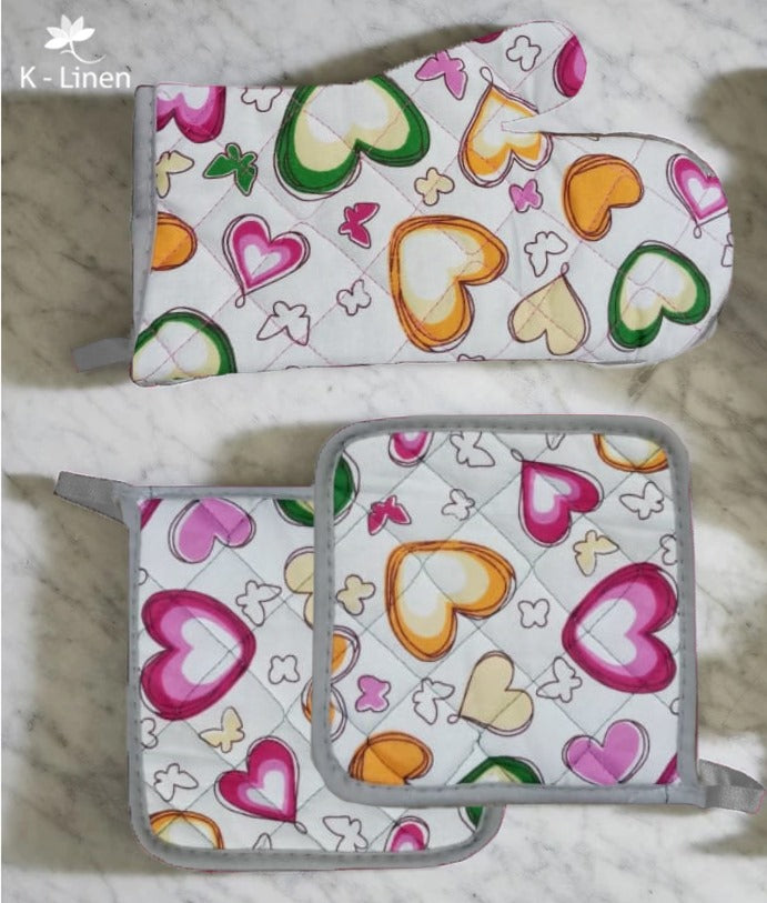 plain quilted kitchen gloves heart n heart