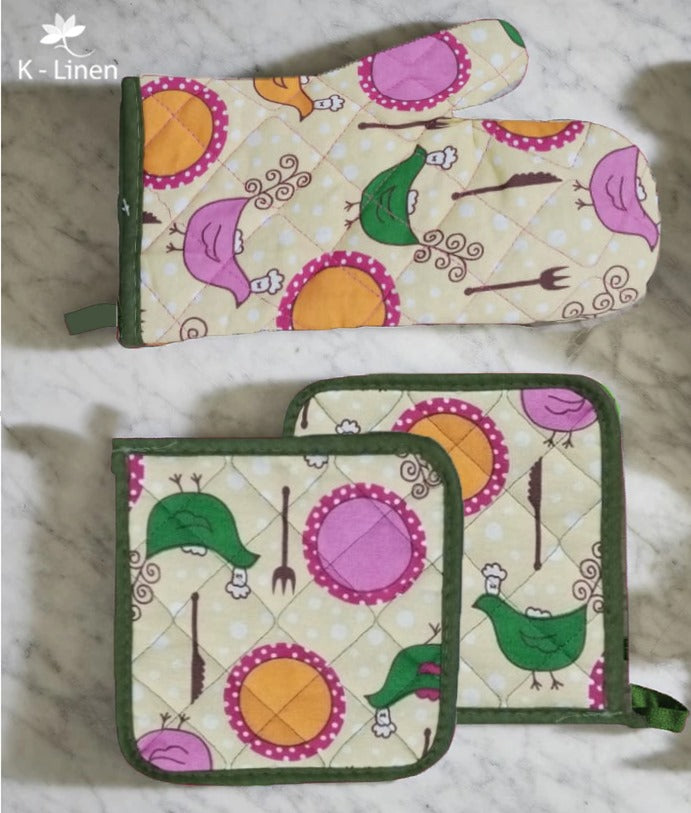 plain quilted kitchen gloves chicken chef