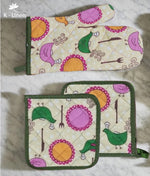 plain quilted kitchen gloves chicken chef