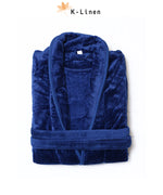 warm fleece plush bathrobe blue