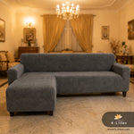 Premium L Shape Velvet Terry Sofa Cover Grey