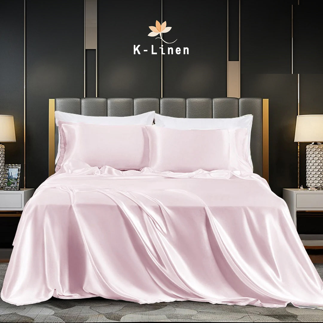 premium satin sheet blush pink