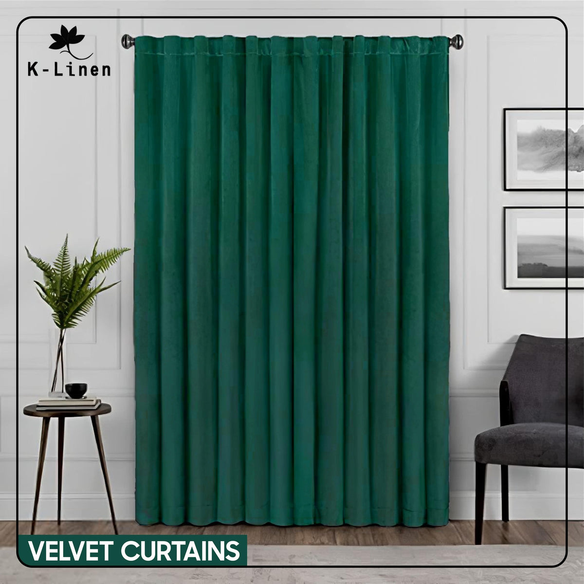 premium velvet curtain emerald green