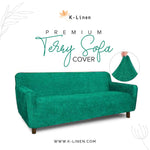 premium terry sofa cover emarald green sofa cover.