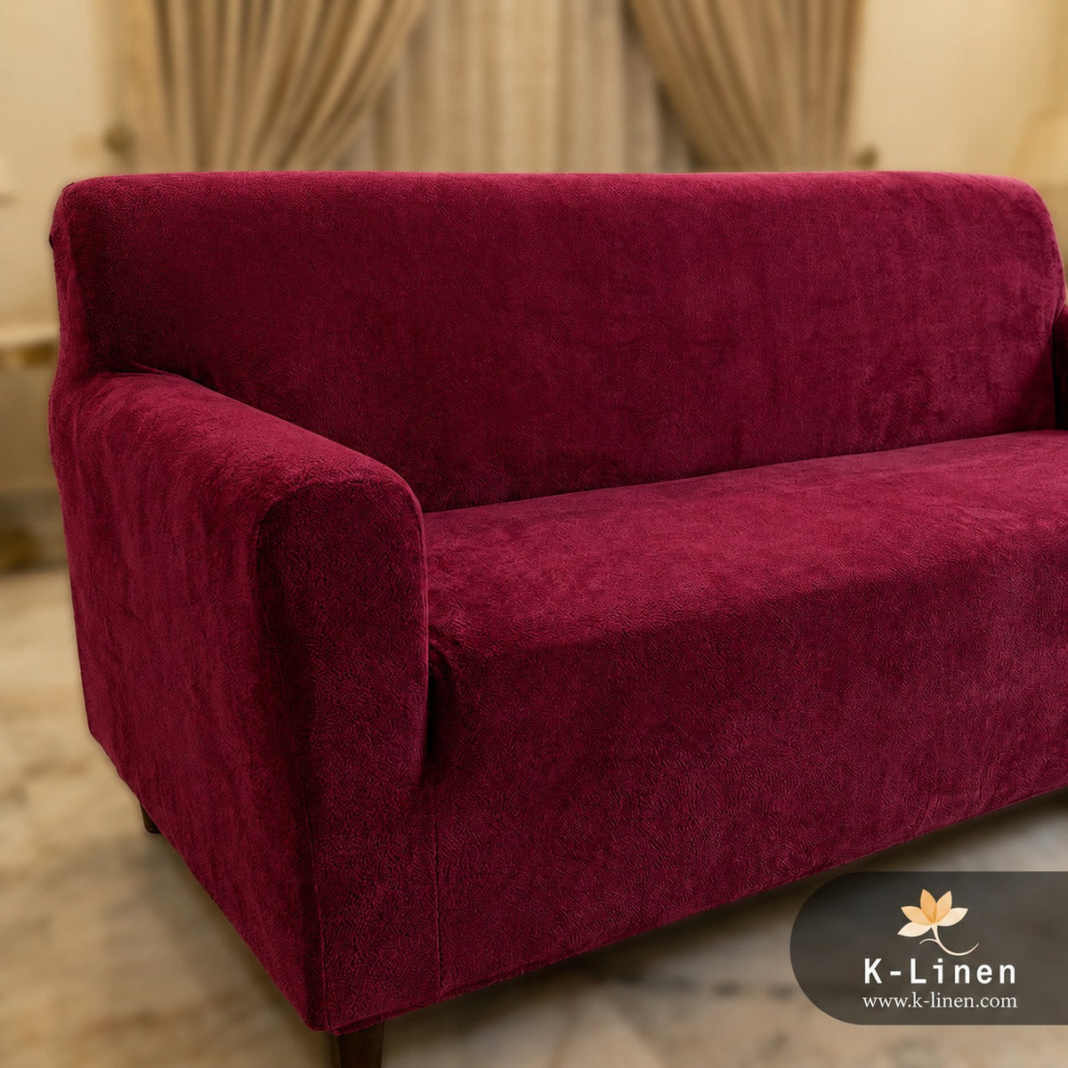 Premium Velvet Terry Sofa Cover Maroon