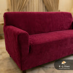 Premium Velvet Terry Sofa Cover Maroon