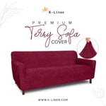 premium terry sofa cover maroon sofa cover.