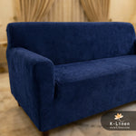 Premium Velvet Terry Sofa Cover Navy Blue