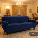 Premium Velvet Terry Sofa Cover Navy Blue