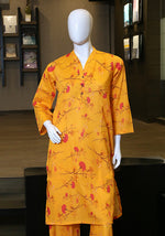 2 piece printed lawn suit canary suit.