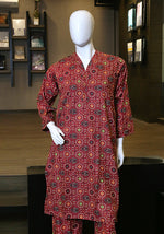 2 piece printed lawn suit mahogany suit.