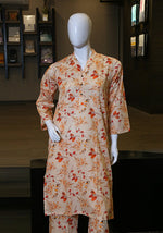 2 piece printed lawn suit terracotta suit.