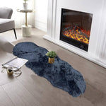 rectangular furry rug black