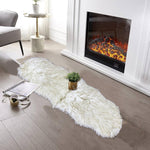 rectangular furry rug yellow grey