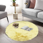 round shape furry rug 90cm yellow