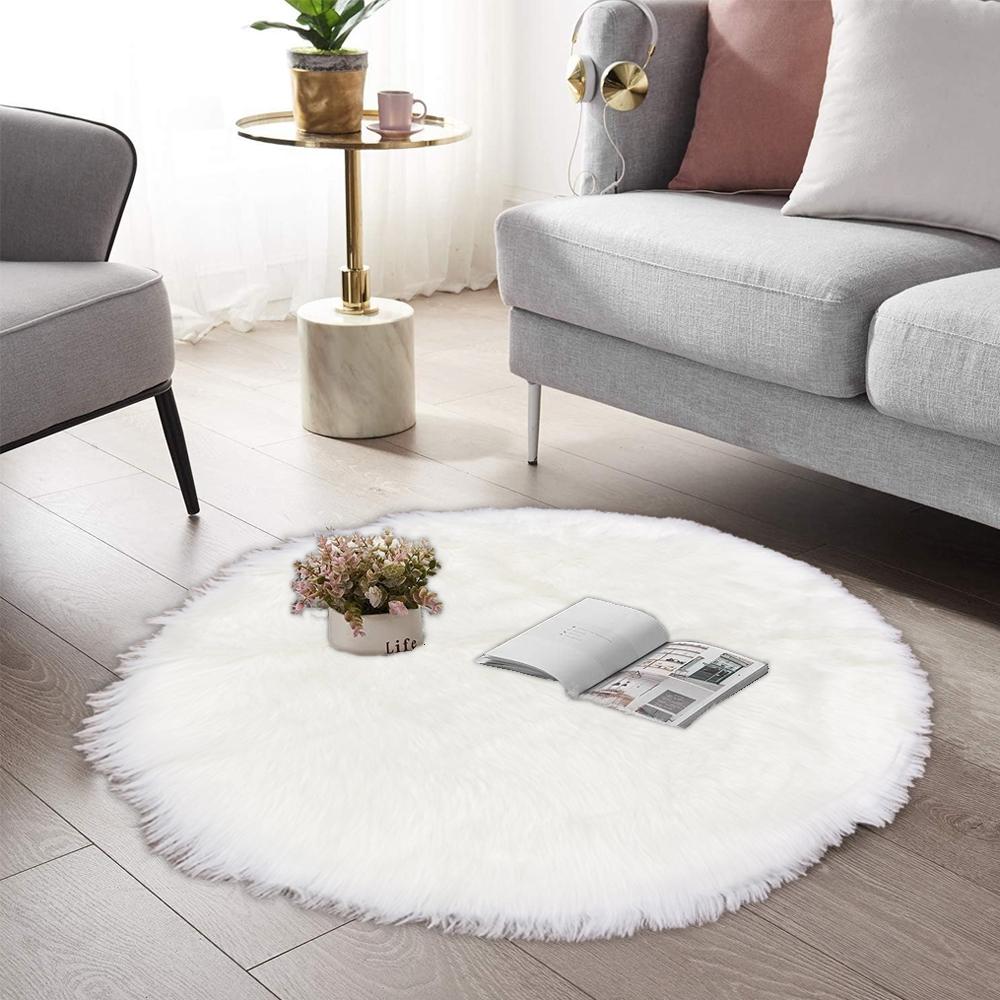 round shape furry rug 90cm
