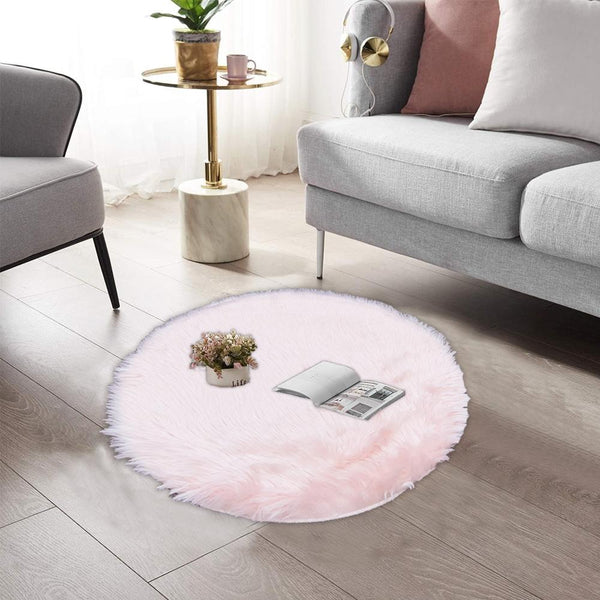 Round Shape Furry Rug (60CM) - Pink