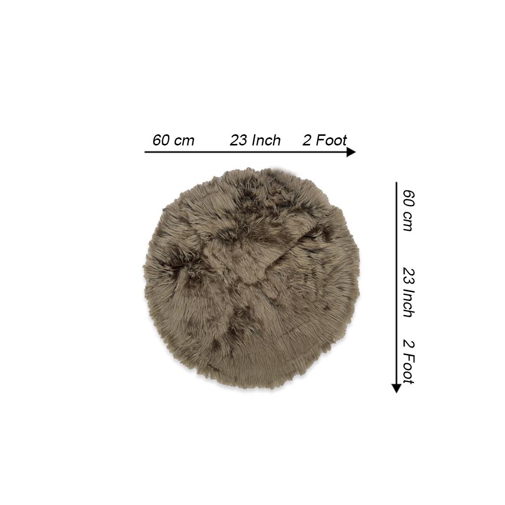 Round Shape Furry Rug (60CM) - Brown