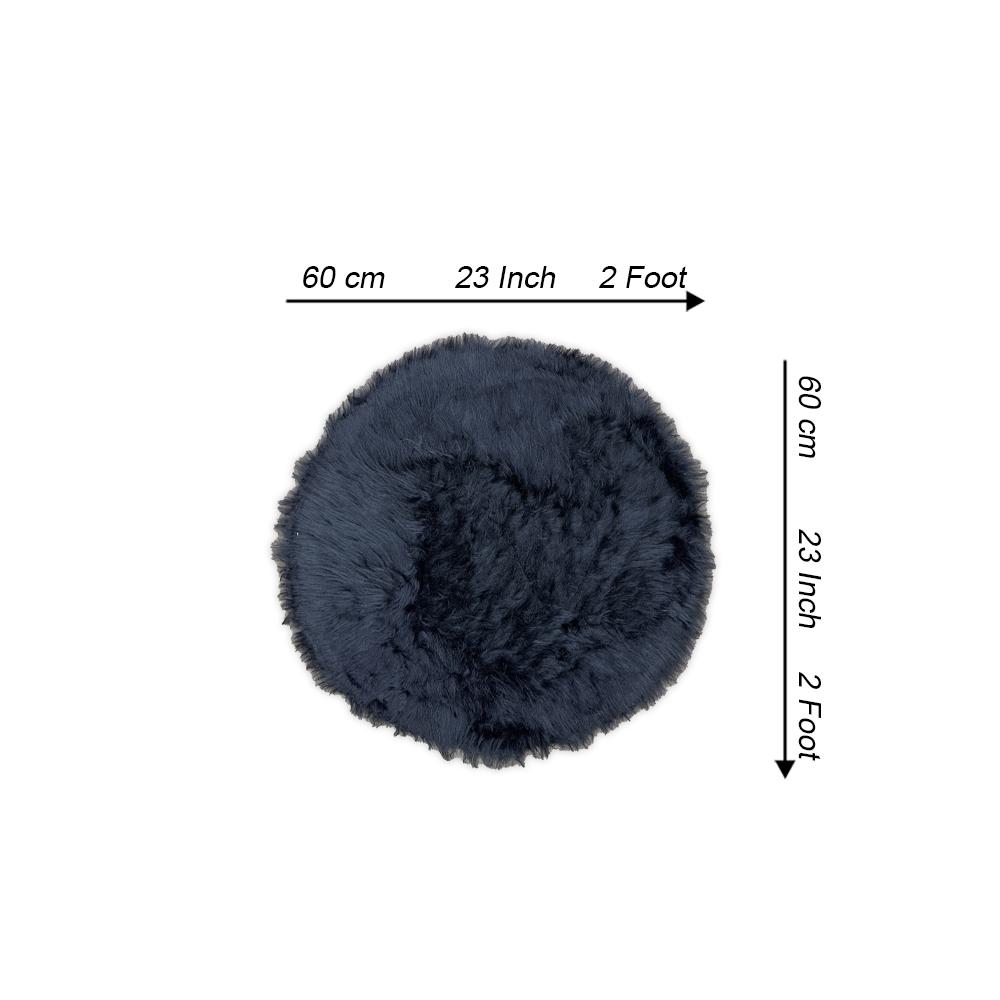 Round Shape Furry Rug (60CM) - Black