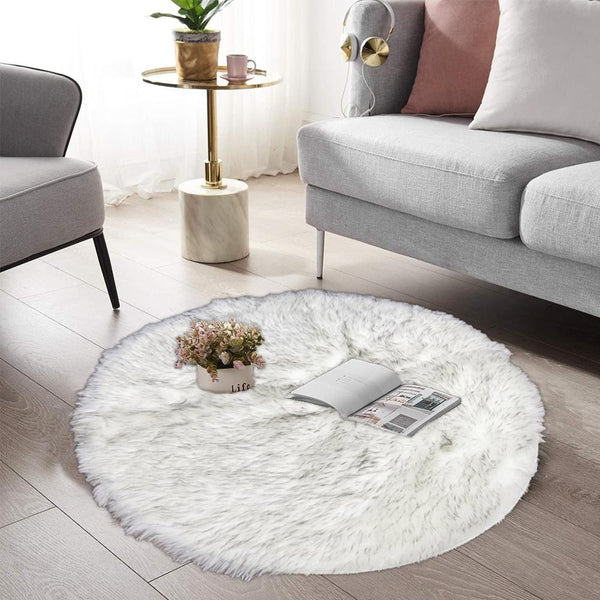 Round Shape Furry Rug (90CM)- Grey